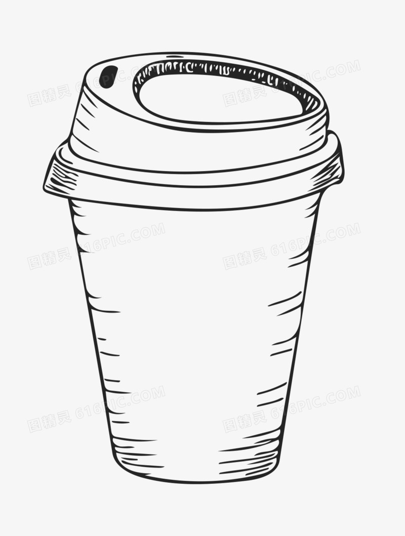 卡通手绘热咖啡杯