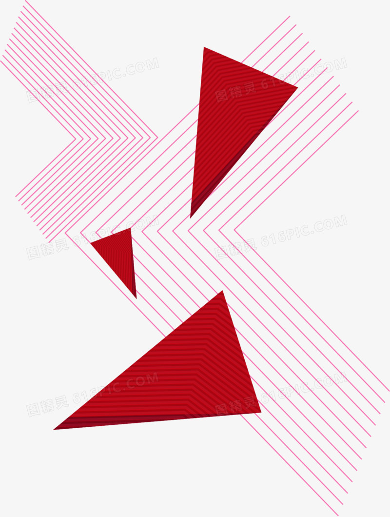 矢量手绘红色三角