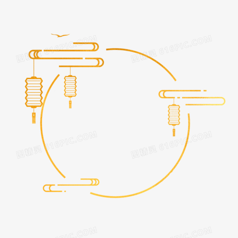 圆形古风文本框金箔边框元素