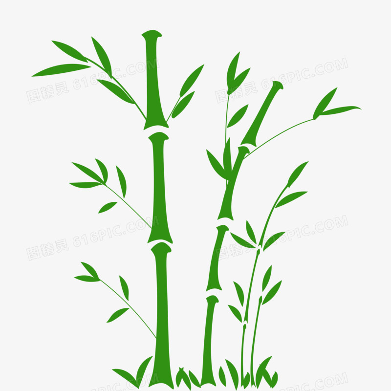 扁平绿色竹子装饰素材