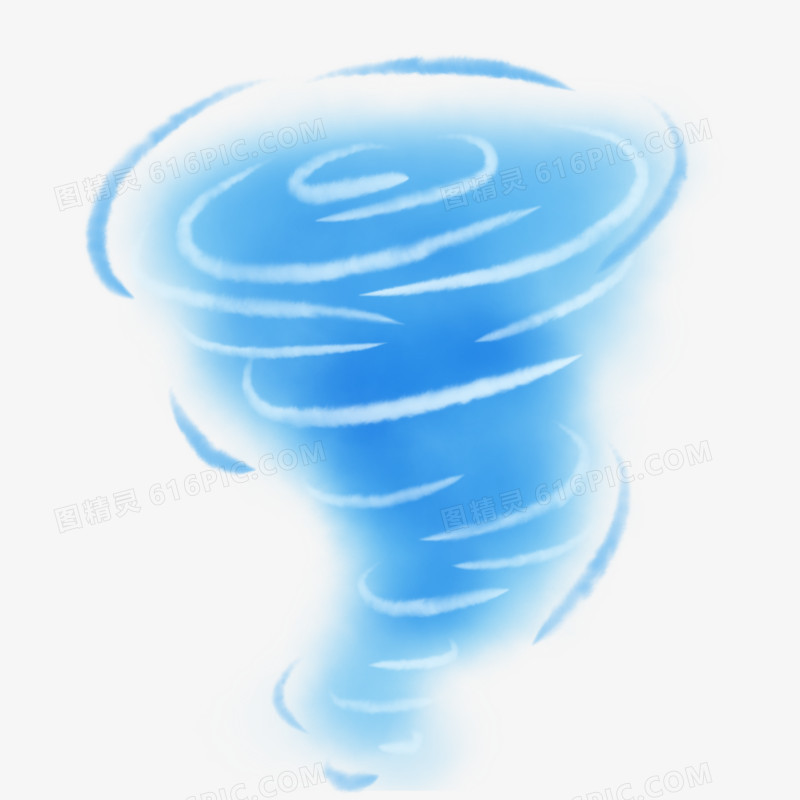 卡通手绘蓝色龙卷风免抠元素