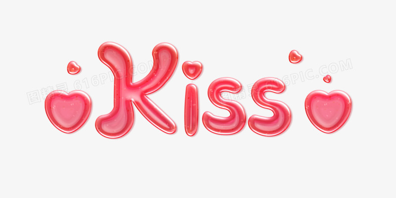 粉色KISS浪漫糖果字设计