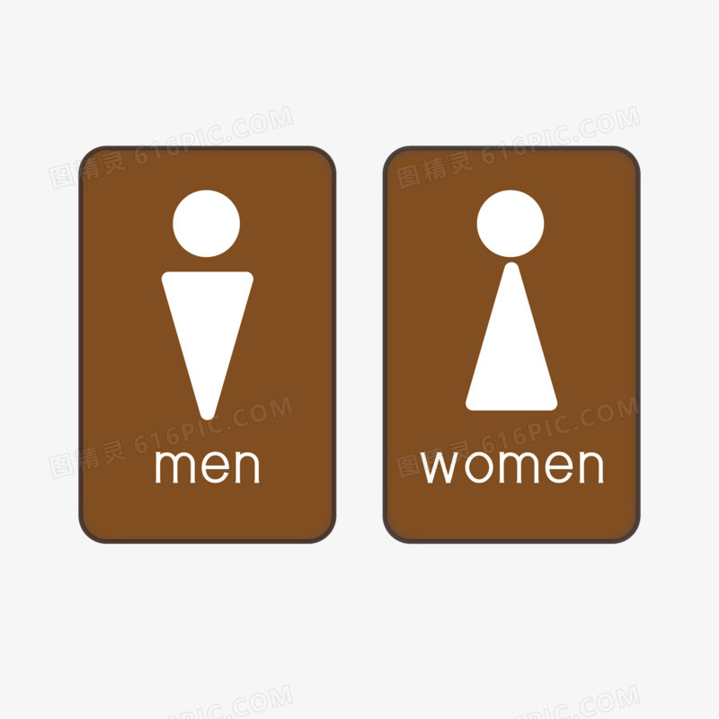 咖色男女公厕图标元素