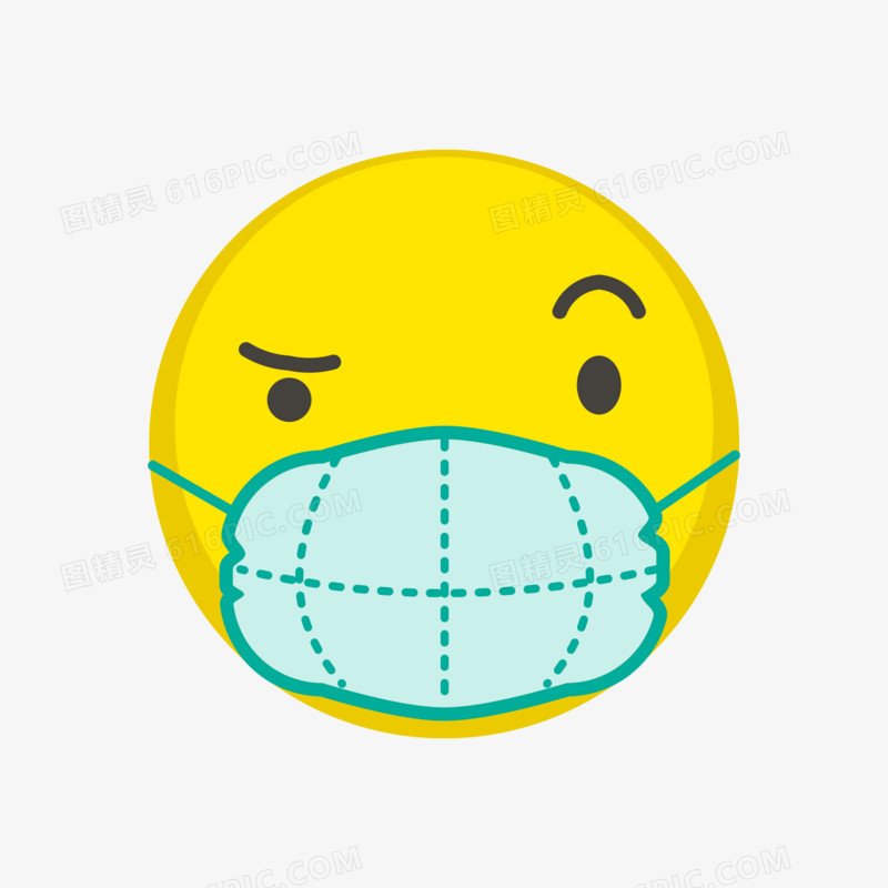 小黄脸戴口罩防疫emoji表情包素材