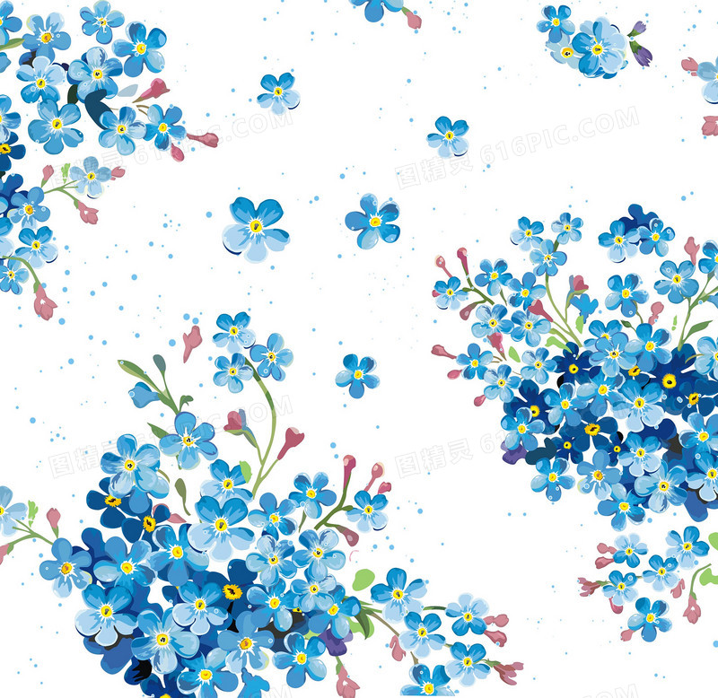 水彩蓝色花朵海报