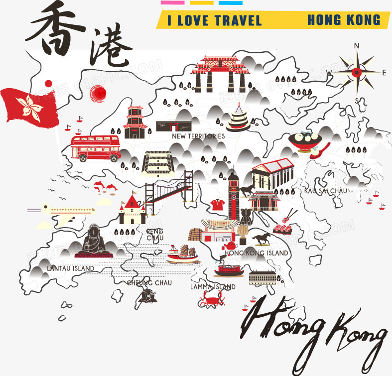 香港手绘地图