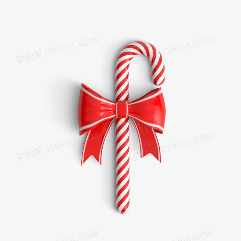 圣诞节元素红色条纹糖果拐杖
