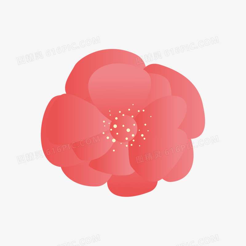 手绘红色花朵免抠装饰素材