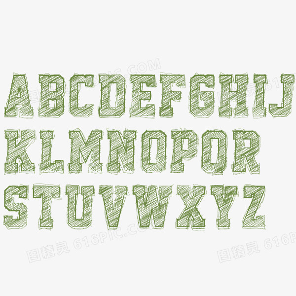 大写字母 立体字 手写字 粉笔字 绿色