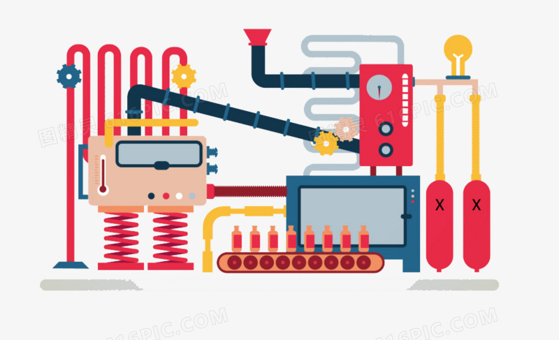 车间生产流水线矢量图