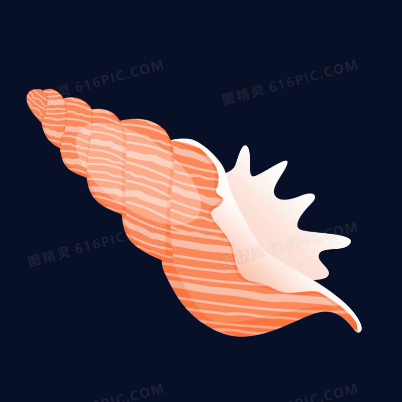 卡通手绘橘色条纹海洋海螺元素