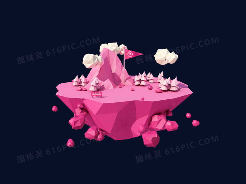 漂浮的粉色岛屿