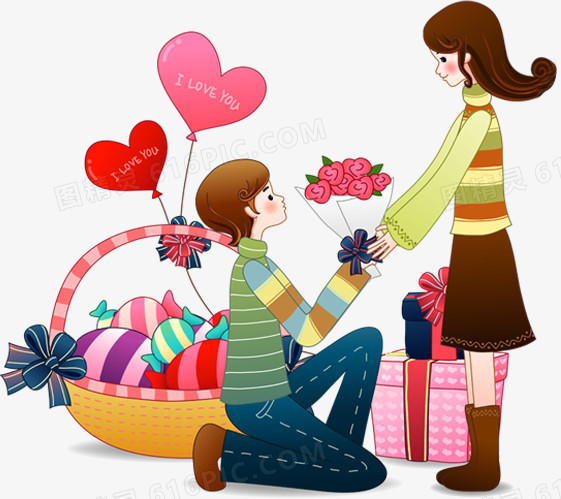 卡通情侣糖果情侣求婚