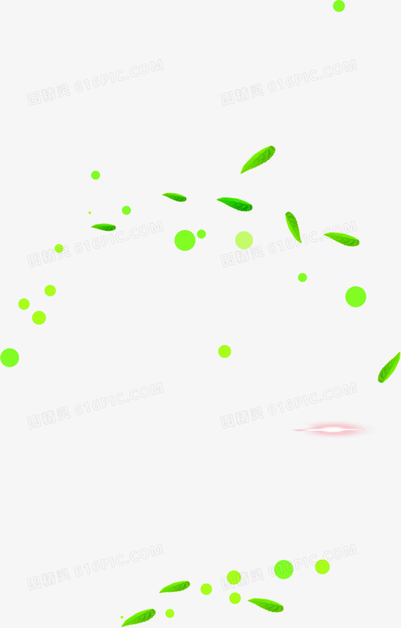 卡通绿叶飘浮圆形气泡