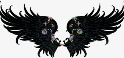 黑色天使精美翅膀PNG透明背景素材