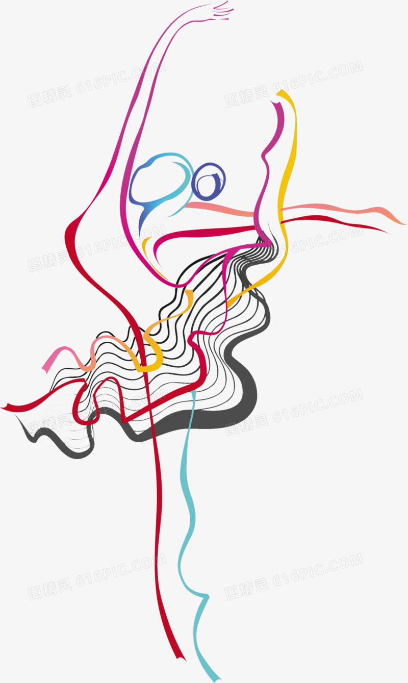 彩色线条跳舞的女生