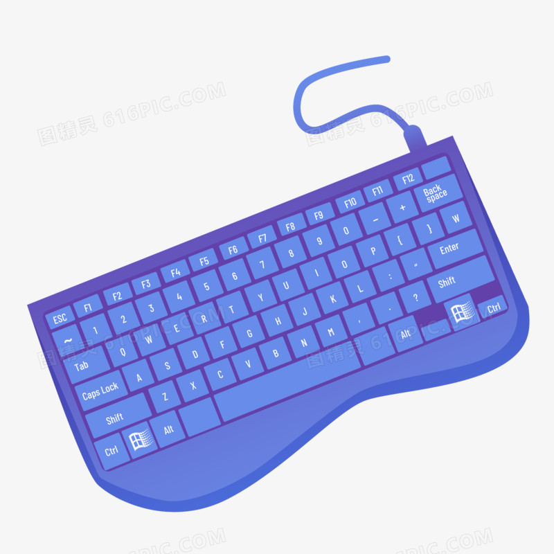 手绘蓝紫色键盘免抠元素