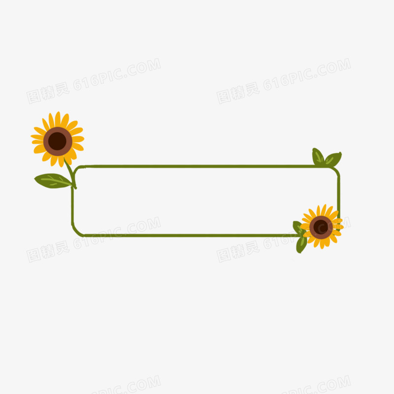 太阳花植物标题长边框元素