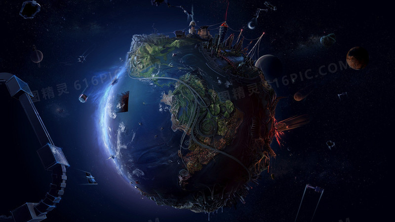 梦幻宇宙中的地球海报背景