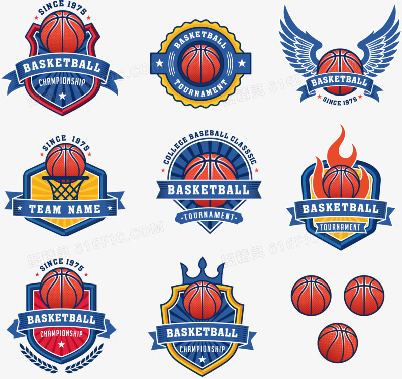 蓝色篮球队队徽logo