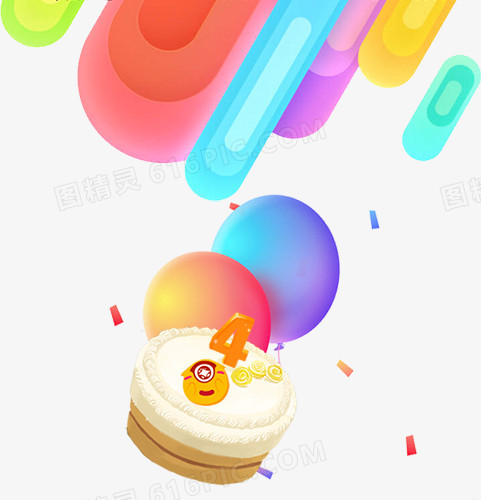 彩色线条气球蛋糕卡通背景