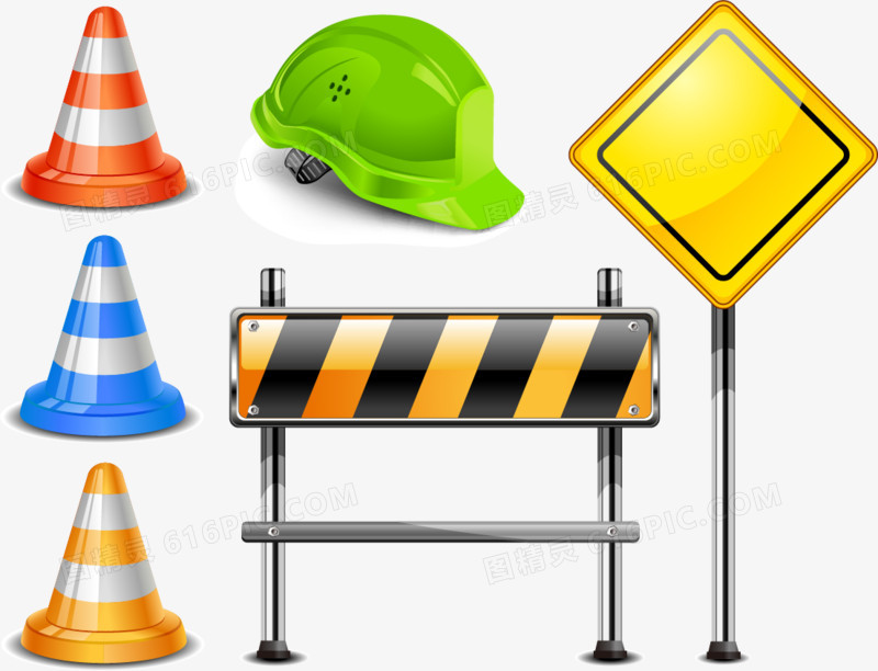 路障路牌矢量素材,路障,维修,安全帽,