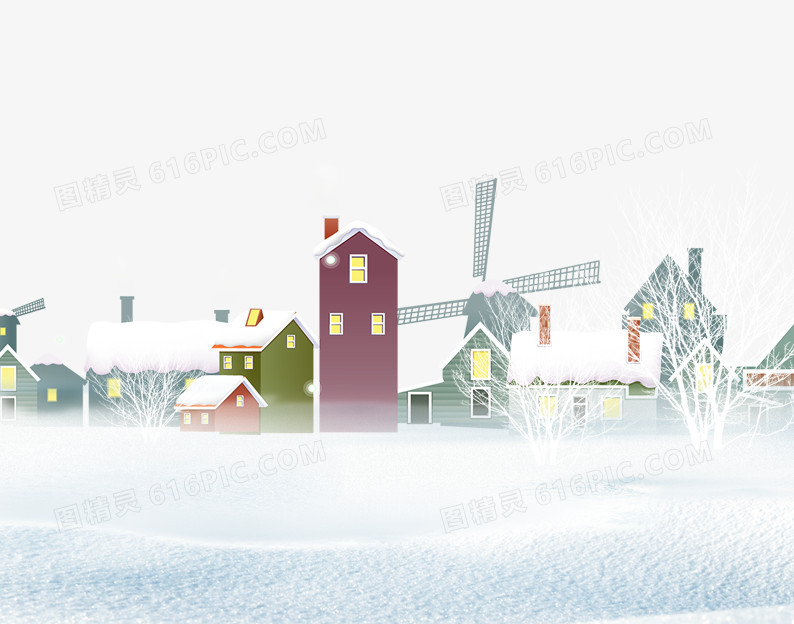 雪地里的村庄