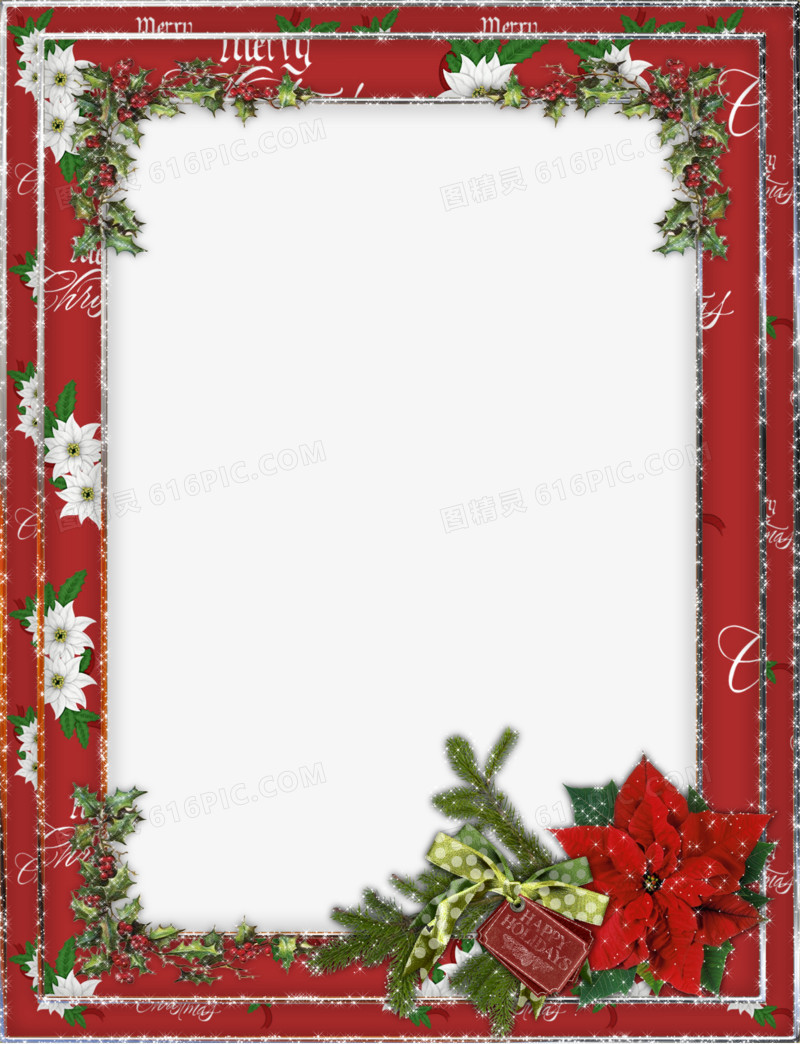 红色圣诞节日装饰边框背景