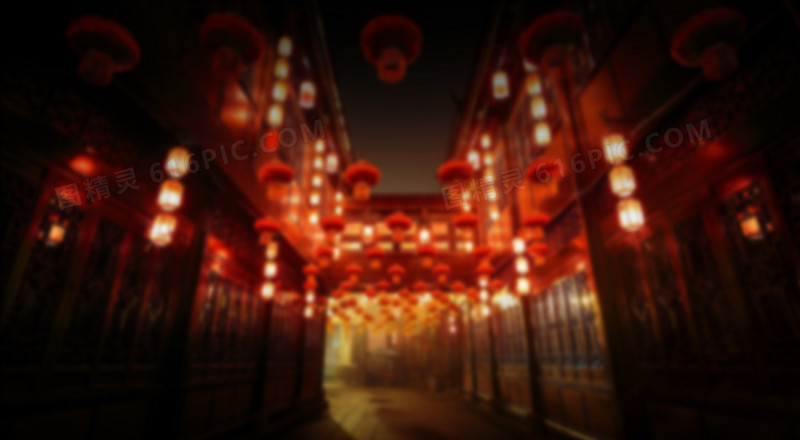 中国风阁楼红色灯笼