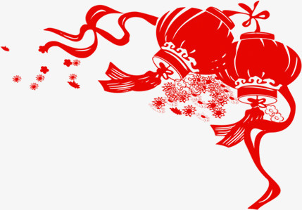 红色手绘灯笼春节装饰