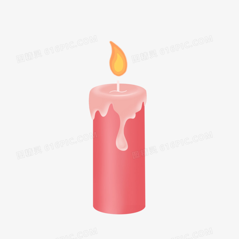 卡通手绘粉色蜡烛免抠元素