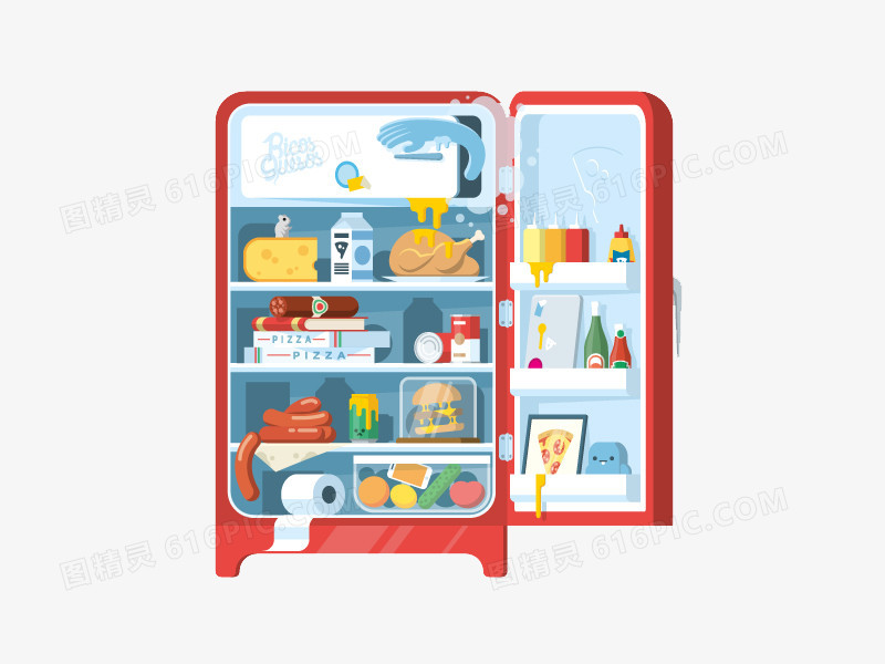 dovia冰箱卡通手绘冰箱海尔冰箱卡通冰箱冰箱贴双开门冰箱矢量手绘