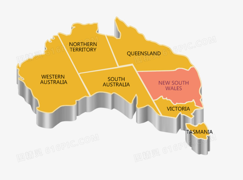 立体英文版澳大利亚地图