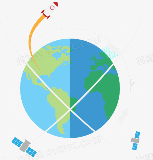 环绕地球的卫星插画矢量图