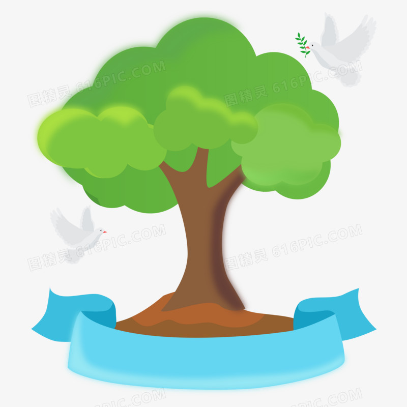 手绘矢量植树种树元素