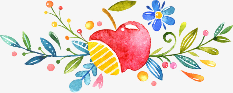 手绘卡通水彩苹果