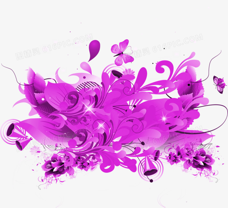 中国风紫色手绘植物花朵