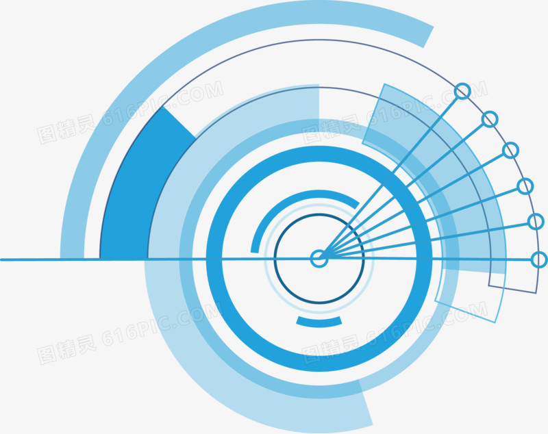 蓝色几何圆形弧形信息图