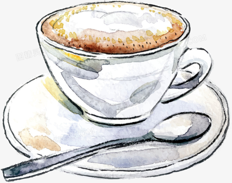 奶泡勺子杯子咖啡手绘图精灵为您提供手绘咖啡杯免费下载,本设计作品