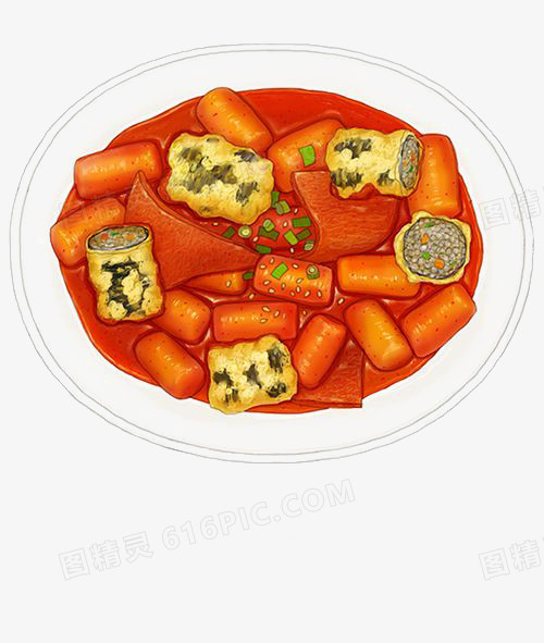 关键词:年糕韩国美食插画卡通手绘文艺清新图精灵为您提供韩式年糕