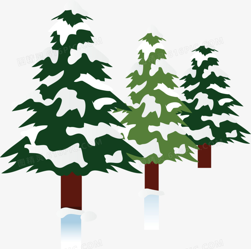 积雪圣诞树松树矢量图