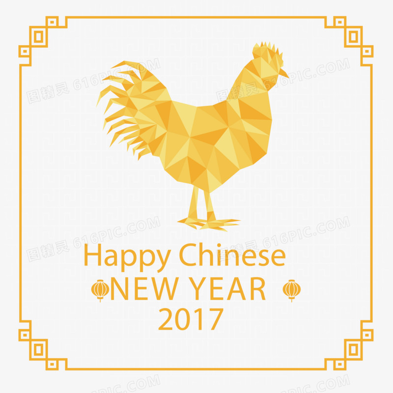 矢量中国新年和多边形公鸡背景