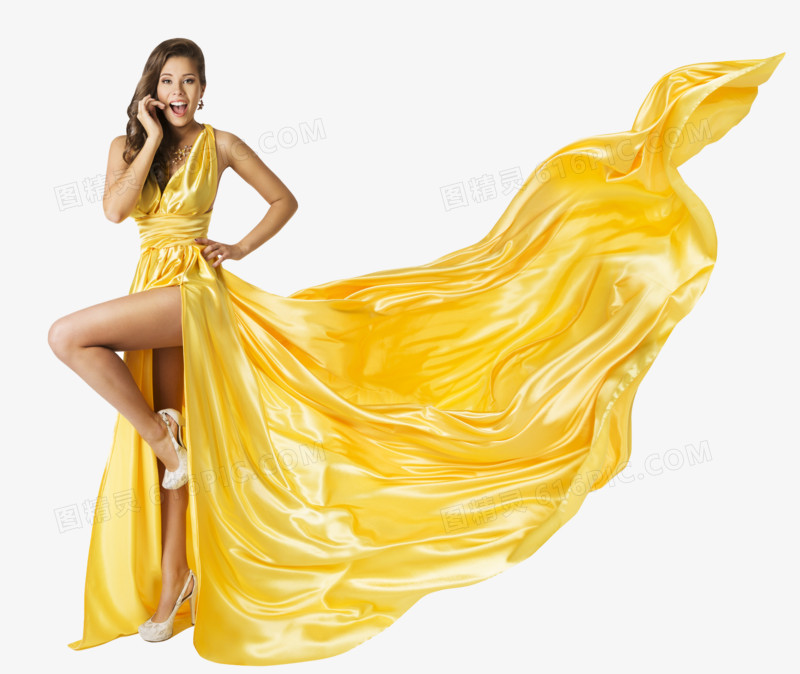 穿黄色裙子的美女