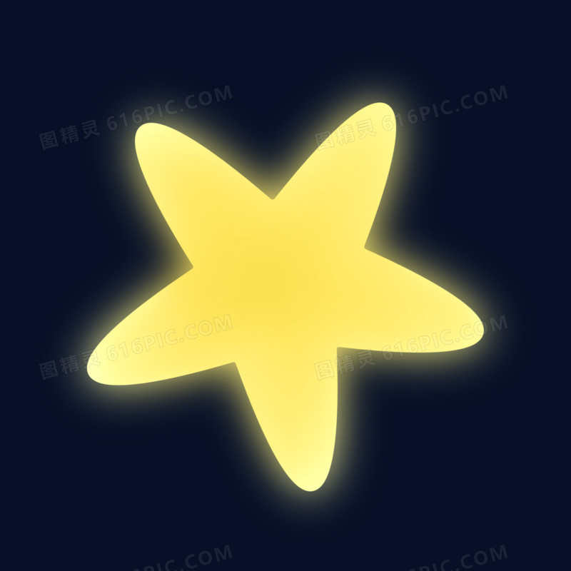 手绘发光的五角星装饰元素