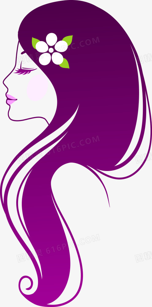 矢量紫色头发美女