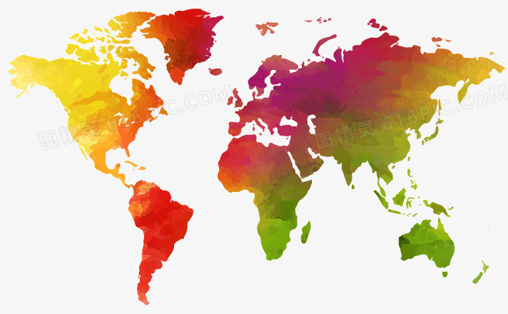 彩色世界地图矢量素材