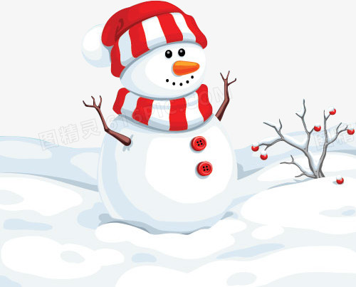 圣诞节元素新年快乐手绘雪人围巾