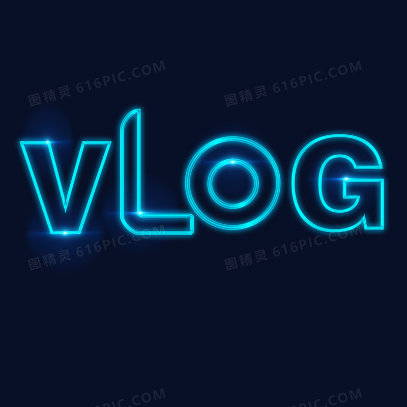 蓝色光效vlog英文字设计