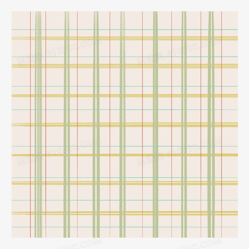 浅黄色绿线条格子纹理元素