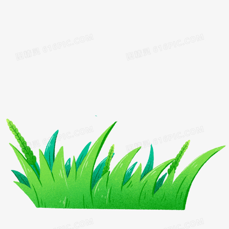 卡通手绘植物麦穗小草元素